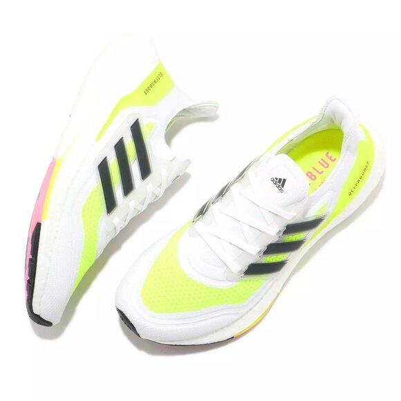 adidas Ultraboost 21 W White Solar Yellow Women Running Jogging Lifestyle FY0401 - Picture 7 of 8